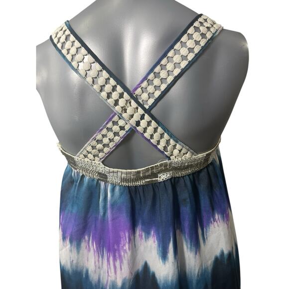 Calypso St. Barth Silk Jeweled Tie Dye Mini Dress 8 Embellished Vacation Resort - Picture 8 of 12